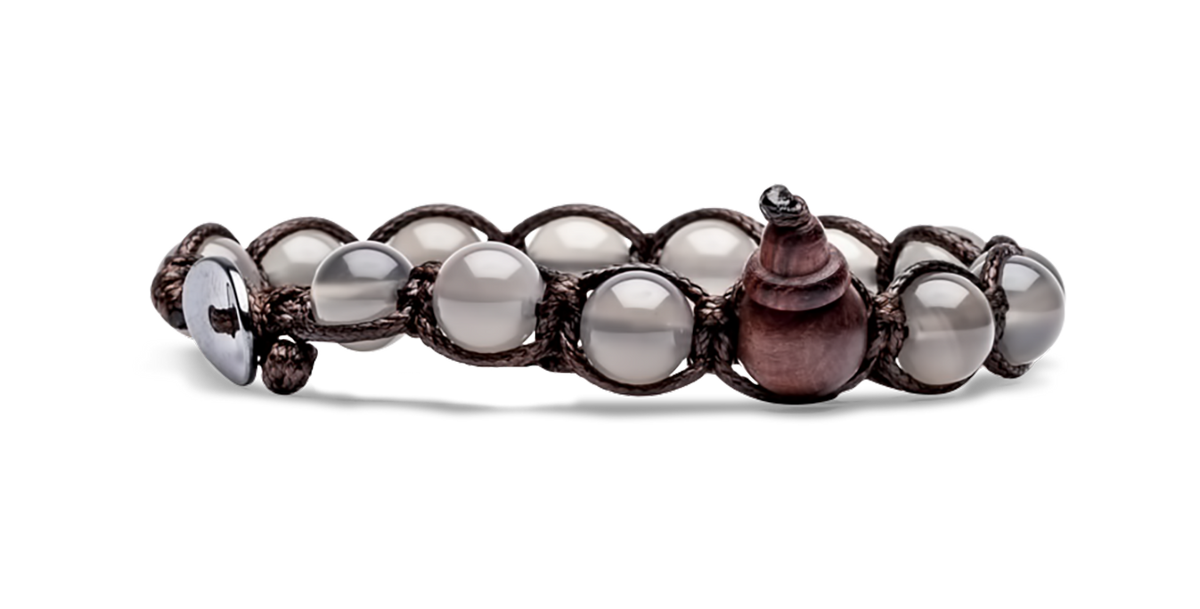 Tamashii - Bracciale  "Classic" con agata ghiaccio 8 mm