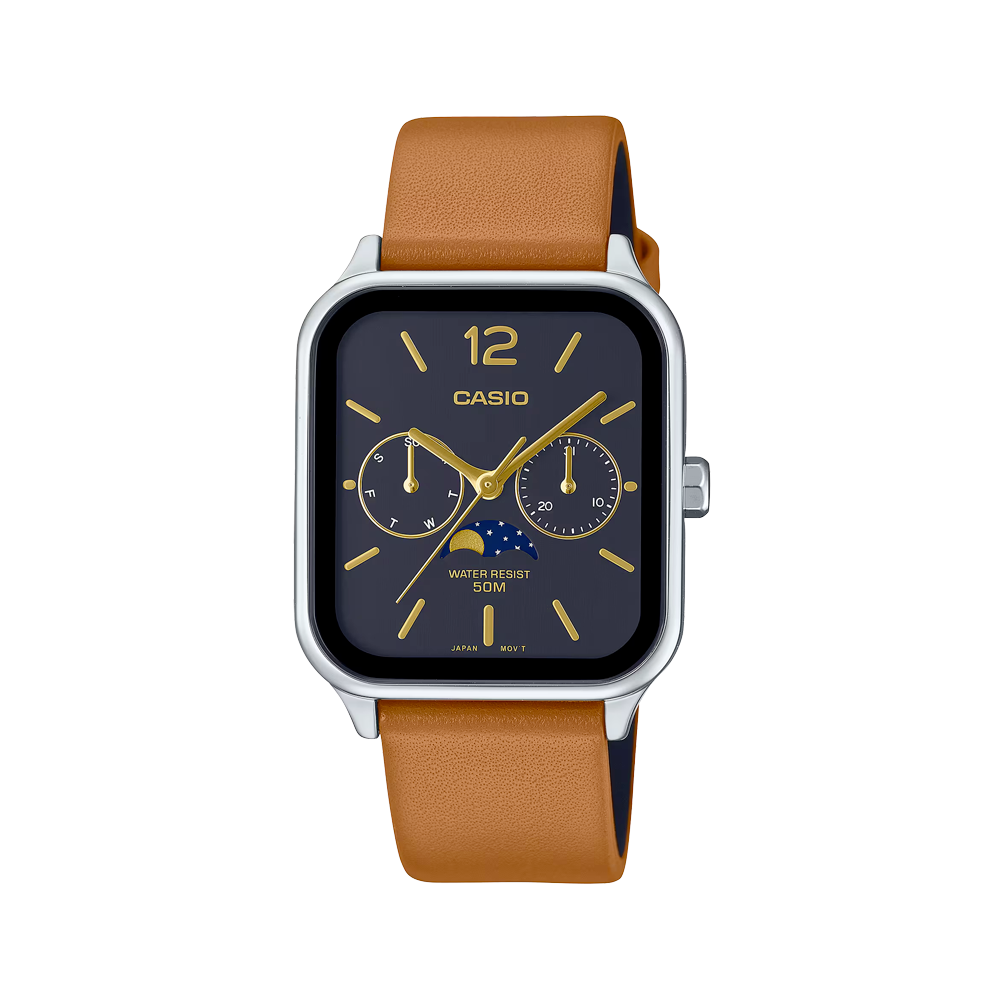 Casio - Orologio solo tempo analogico a fasi lunari MTP-M305 Series al quarzo | 44.5x34mm