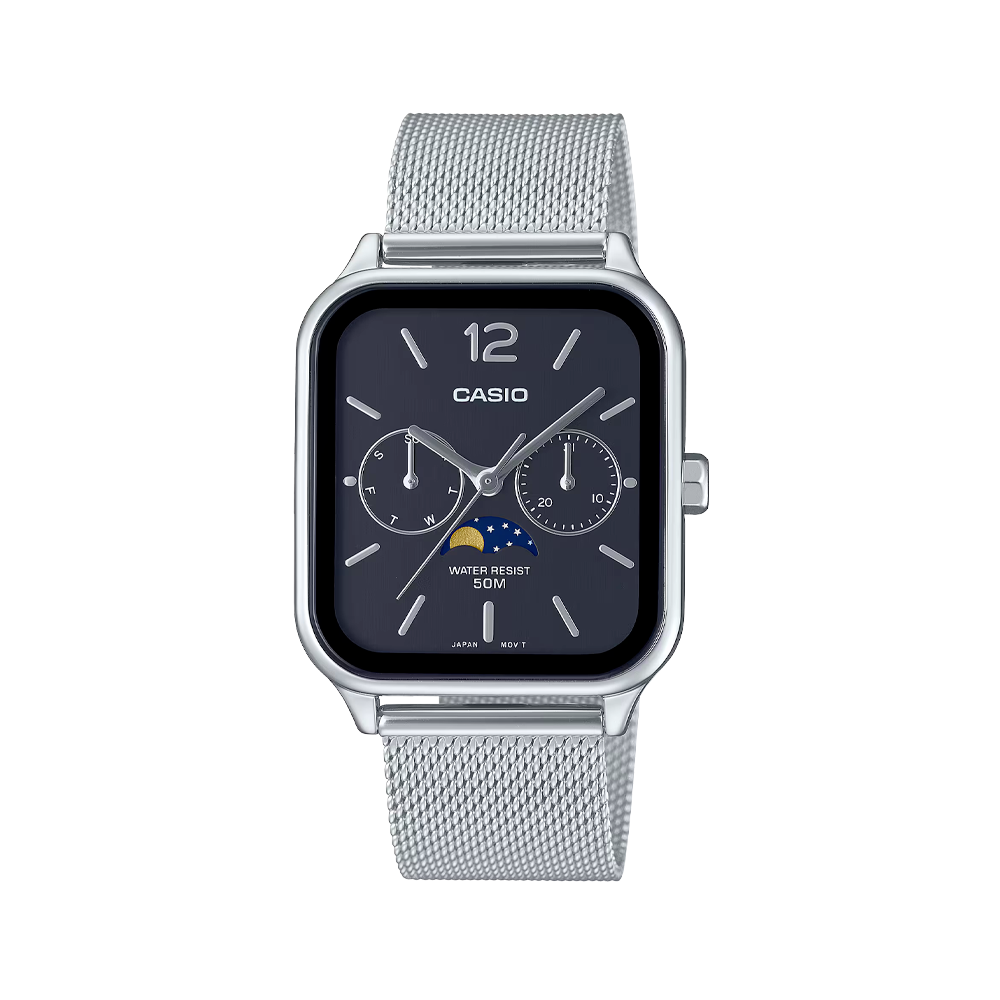 Casio - Orologio solo tempo analogico a fasi lunari MTP-M305 Series al quarzo | 44.5x34mm