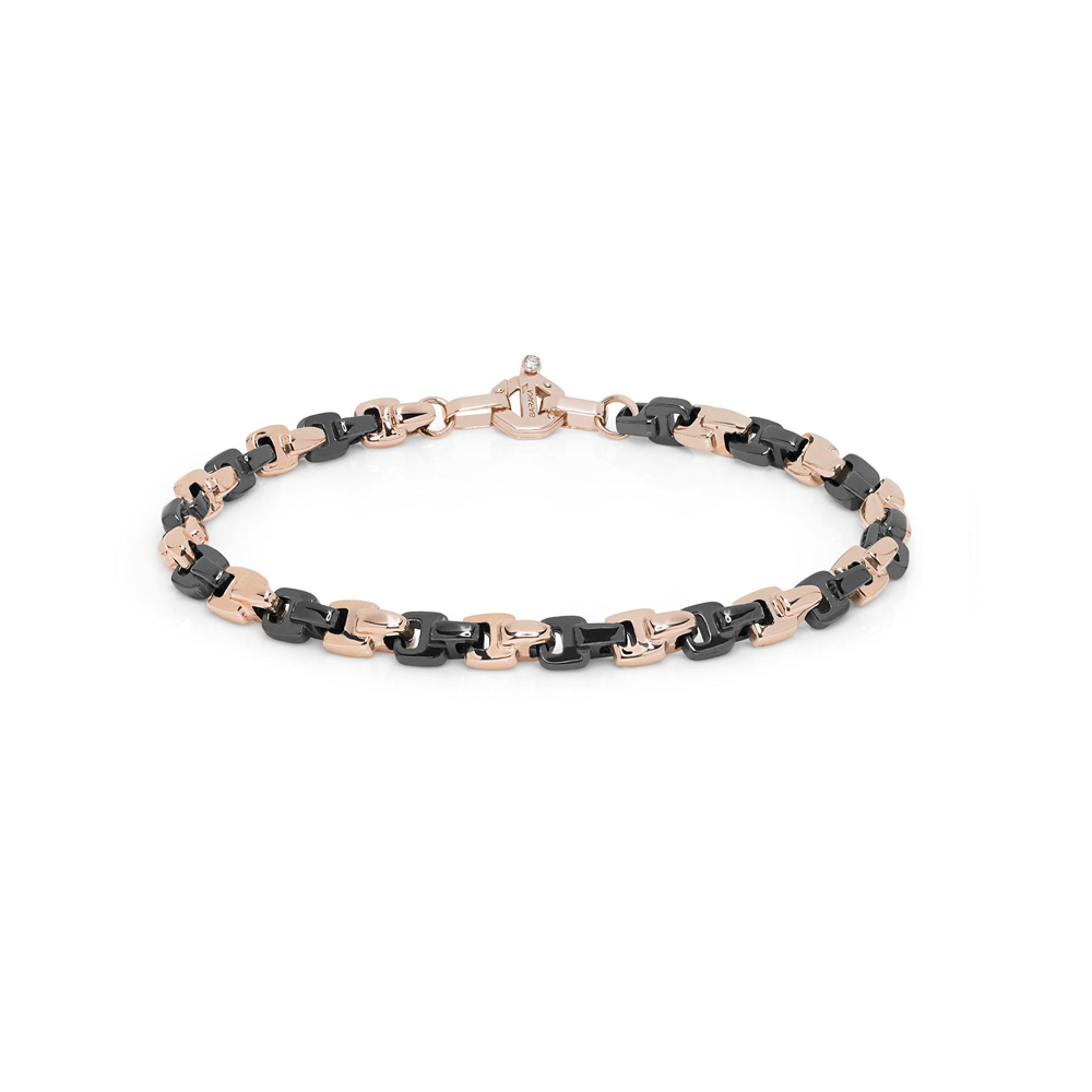 Barakà - Bracciale in oro rosa e ceramica nera con diamante bianco