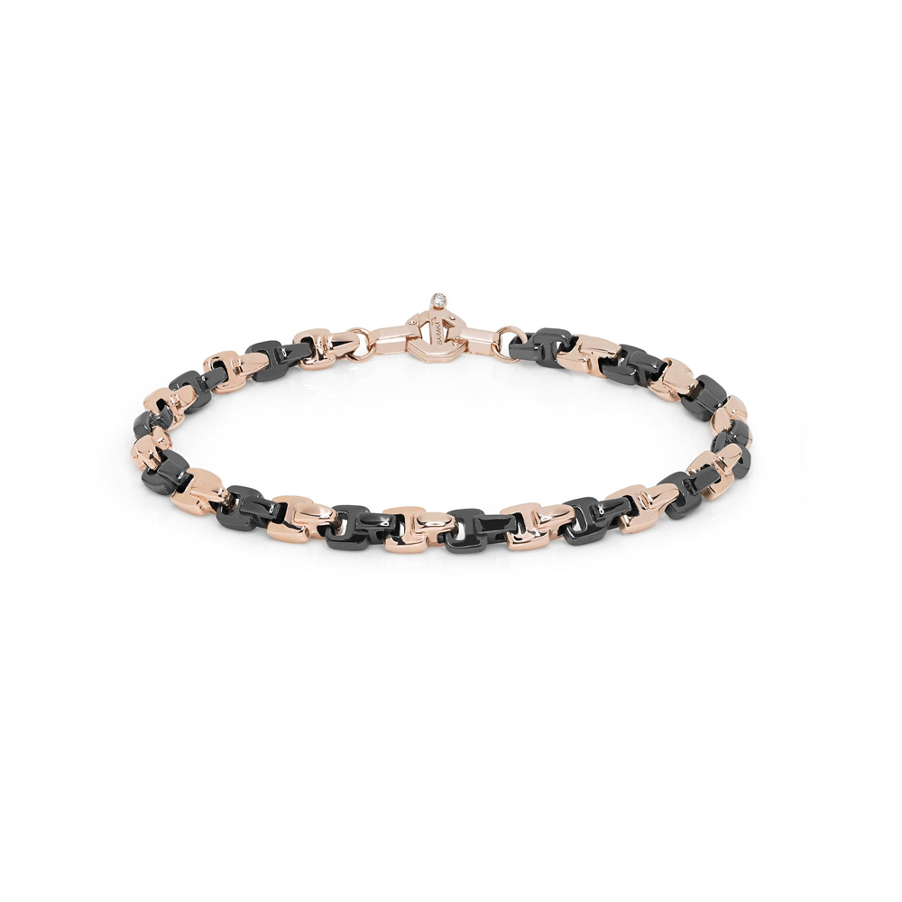 Barakà - Bracciale In Oro Rosa E Ceramica Nera Con Diamante Bianco