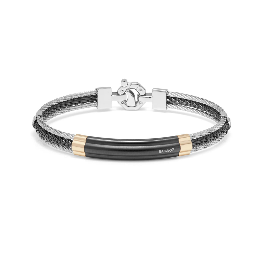 Barakà - Bracciale in oro rosa, acciaio e PVD nero