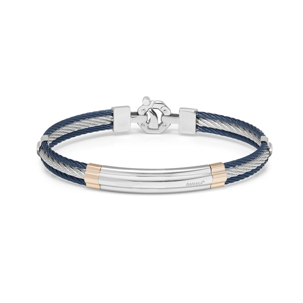 Barakà - Bracciale In Oro Rosa, Acciaio E Pvd Blu