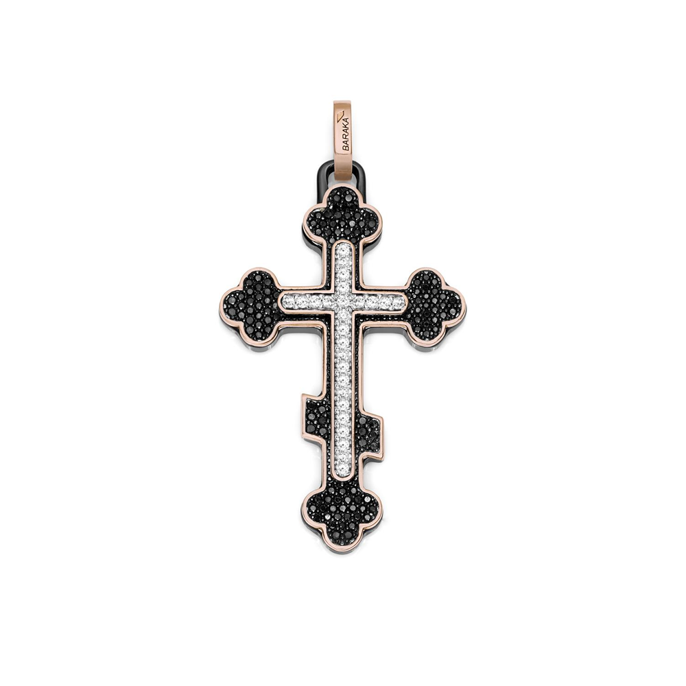 Barakà - Croce In Oro, Ceramica Nera E Diamanti