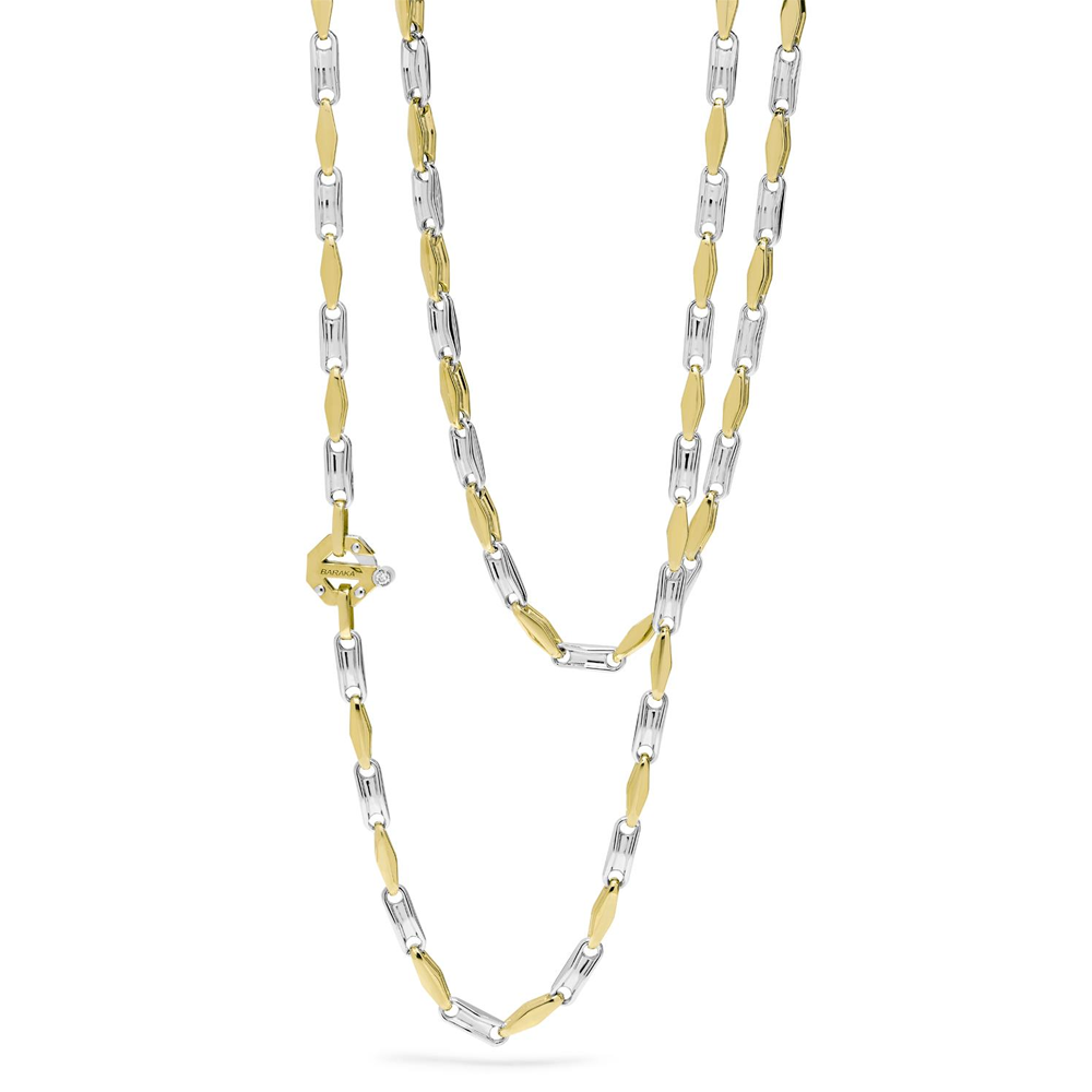 Barakà - Collana girocollo in oro giallo e bianco con diamante