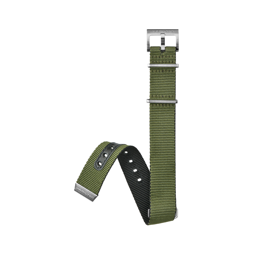 Hamilton - Cinturino nato verde/nero con chiusura ad ardiglione | mis. 20/20