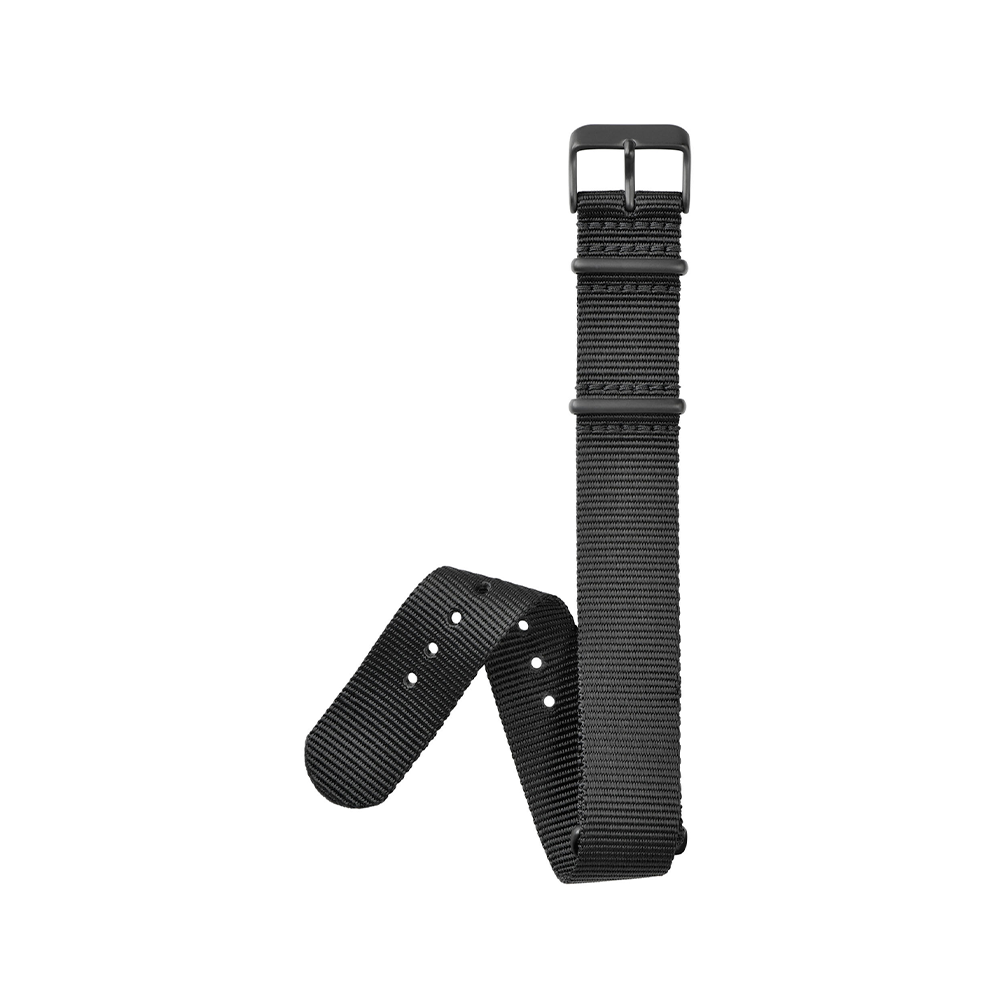 Hamilton - Cinturino Nato-schwarz in tessuto nero con chiusura ad ardiglione con trattamento pvd nero | mis. 20/20