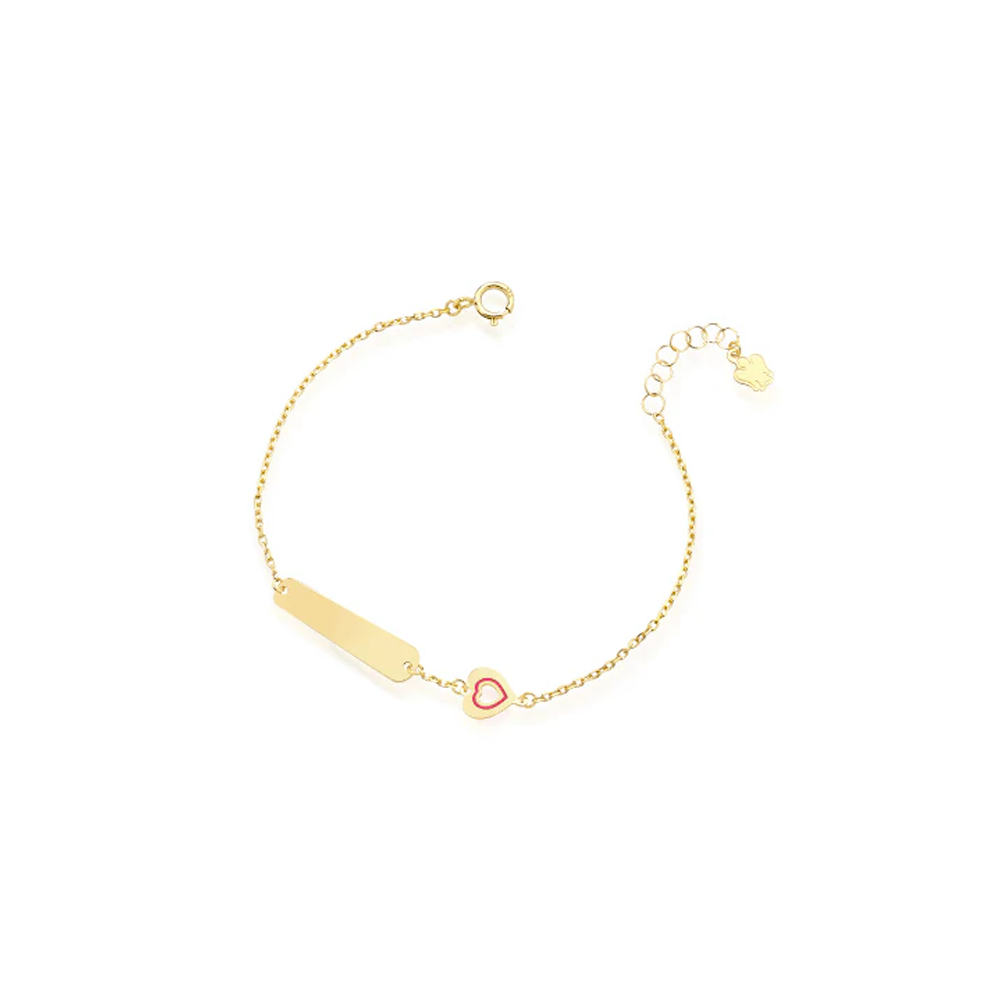 Roberto Giannotti  - Bracciale oro bambina con targhetta e cuore rosso
