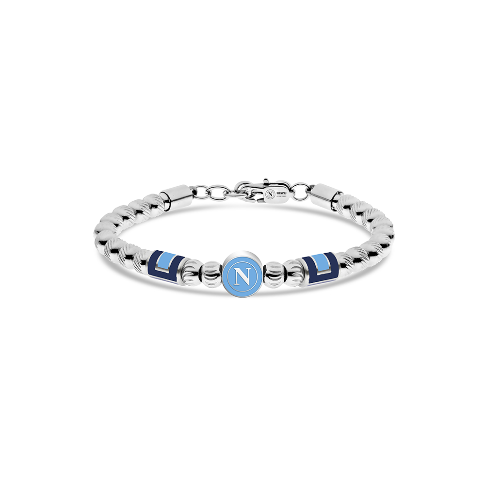 SSC Napoli - Bracciale ufficiale Napoli in acciaio con logo laserato e smalto