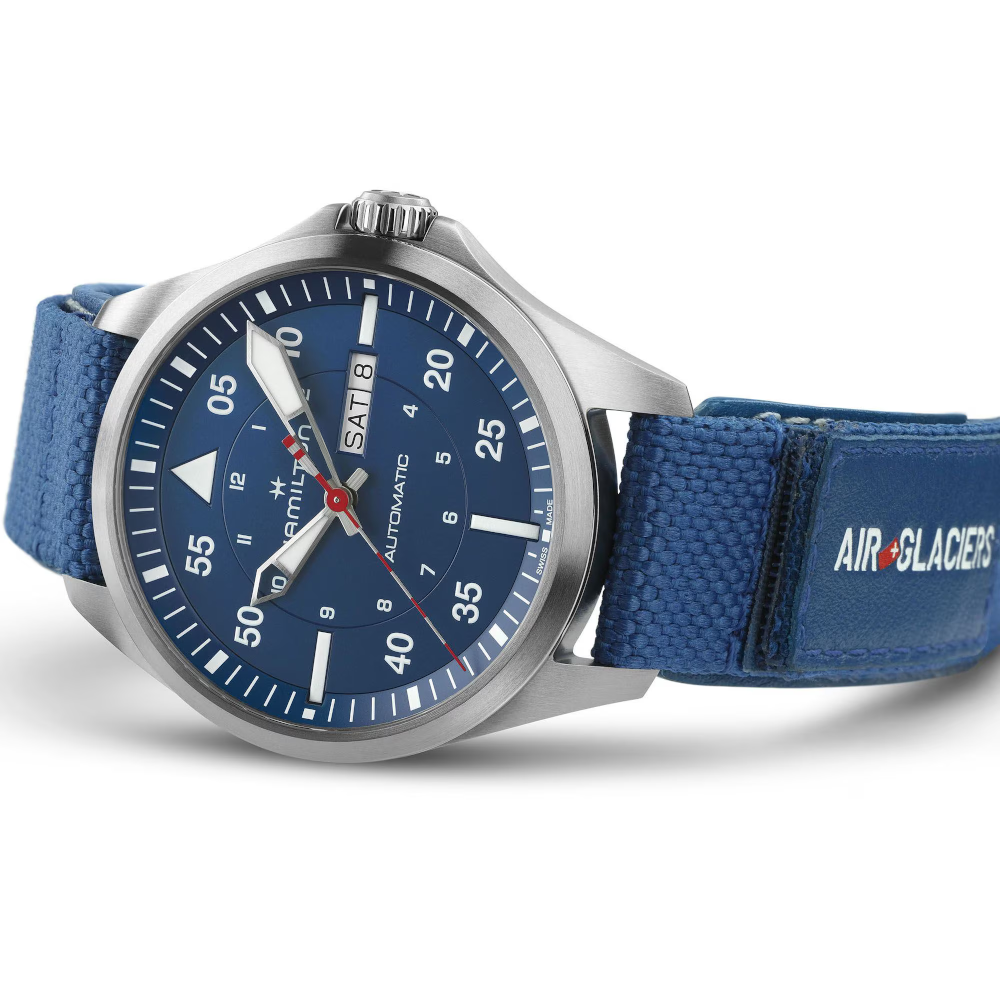 Hamilton - Orologio Khaki Pilot Day Date 42mm "Air Glacier Special Edition"