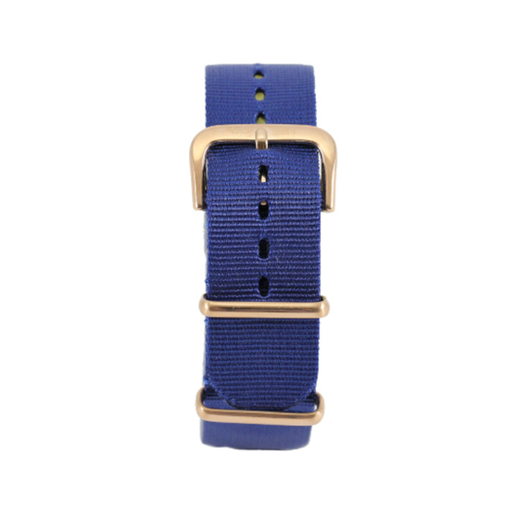 Locman - Cinturino in nylon blu con fibbia "rose gold" per orologi 1960 20 mm