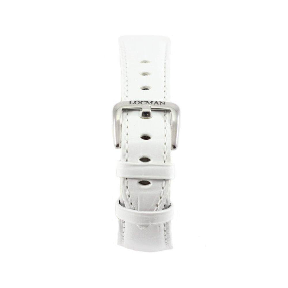 Locman - Cinturino in pelle stampata bianco per orologi Stealth Donna e Tutto Tondo 22 mm