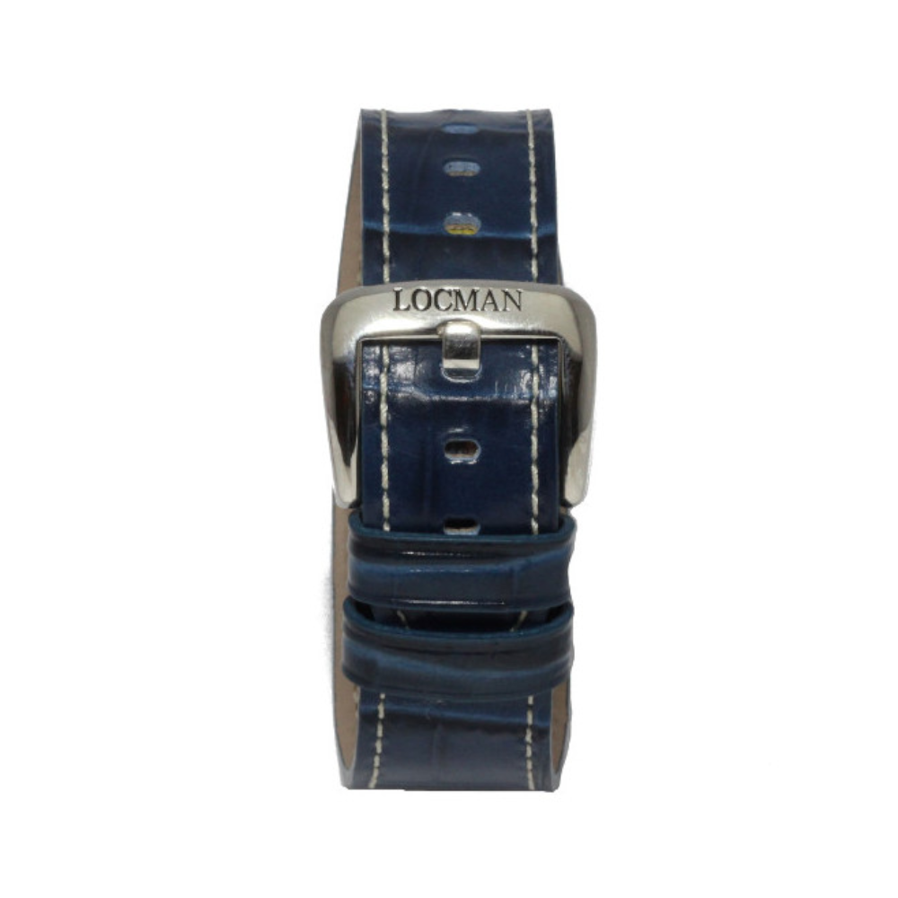 Locman - Cinturino in pelle stampata blu per orologi Change 26 mm