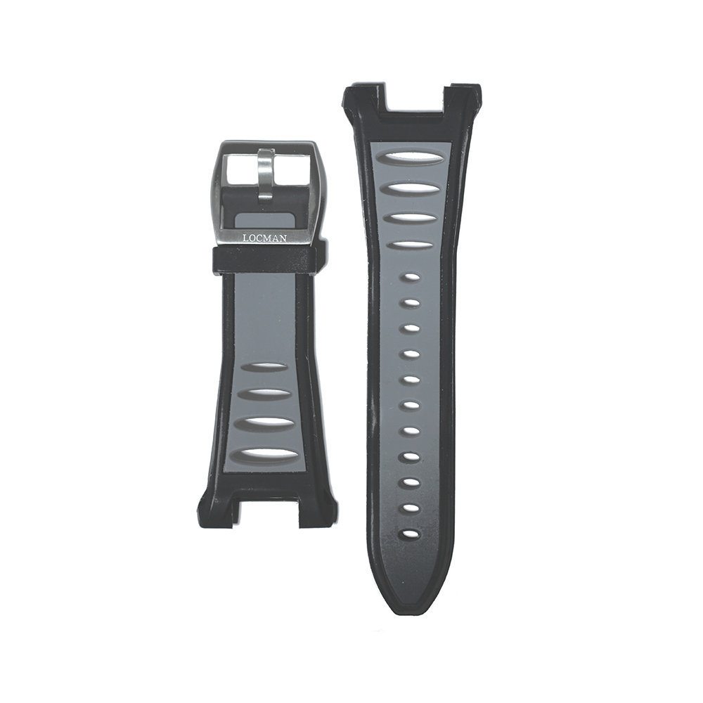 Locman - Cinturino in silicone nero-grigio per orologi New Tremila e Mare