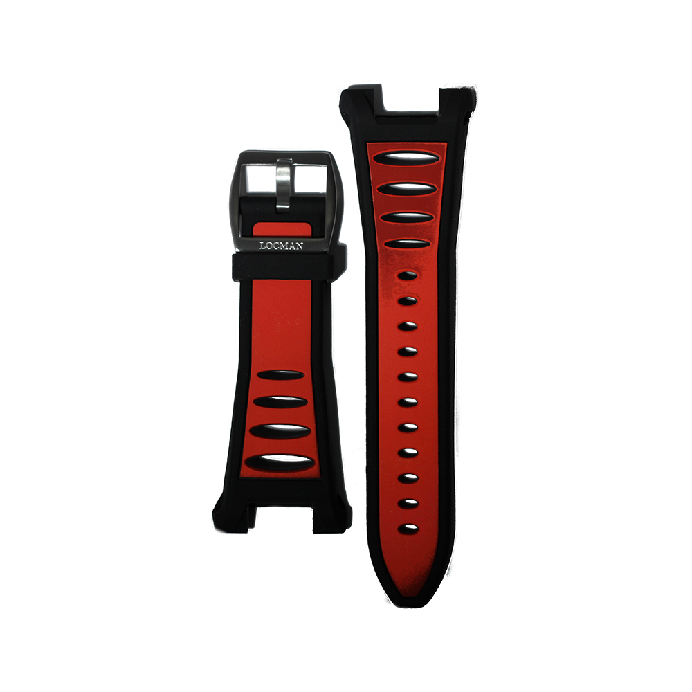 Locman - Cinturino in silicone nero-rosso per orologi New Tremila e Mare
