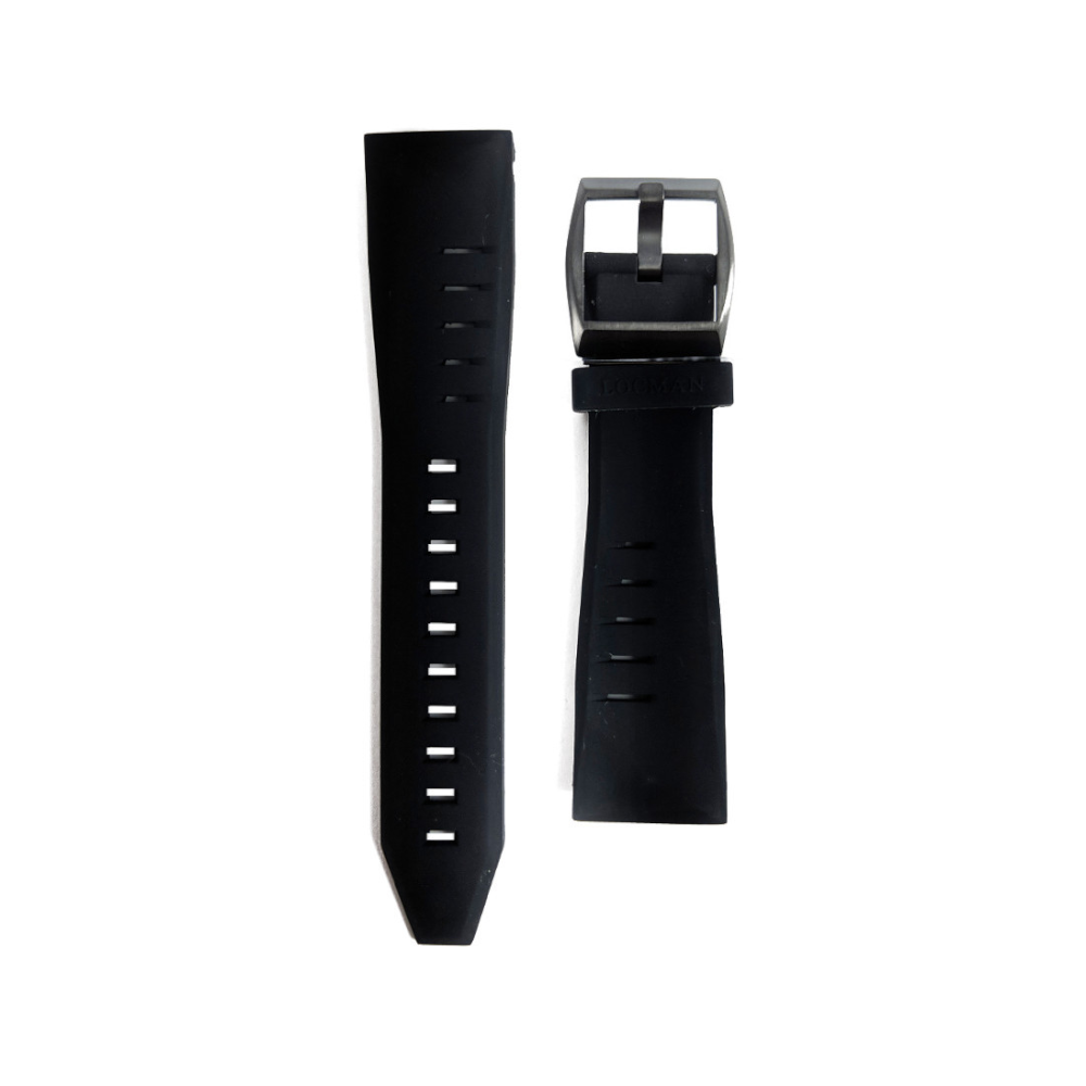 Locman - Cinturino in silicone nero con fibbia nera per orologi Stealth 22 mm