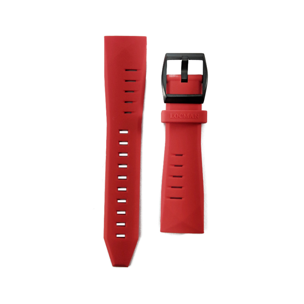 Locman - Cinturino in silicone rosso con fibbia nera per orologi Stealth 22 mm