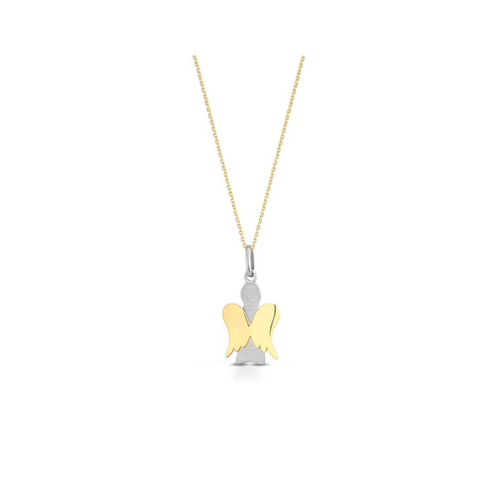Roberto Giannotti - Collana con pendente angelo in oro bianco e oro giallo