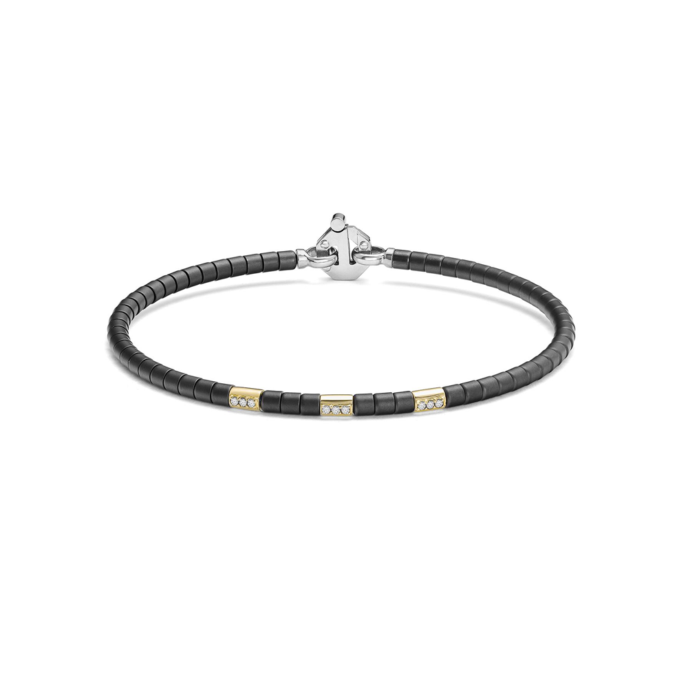 Barakà - Bracciale in titanio, acciaio, ceramica e oro giallo con diamanti bianchi | 19cm