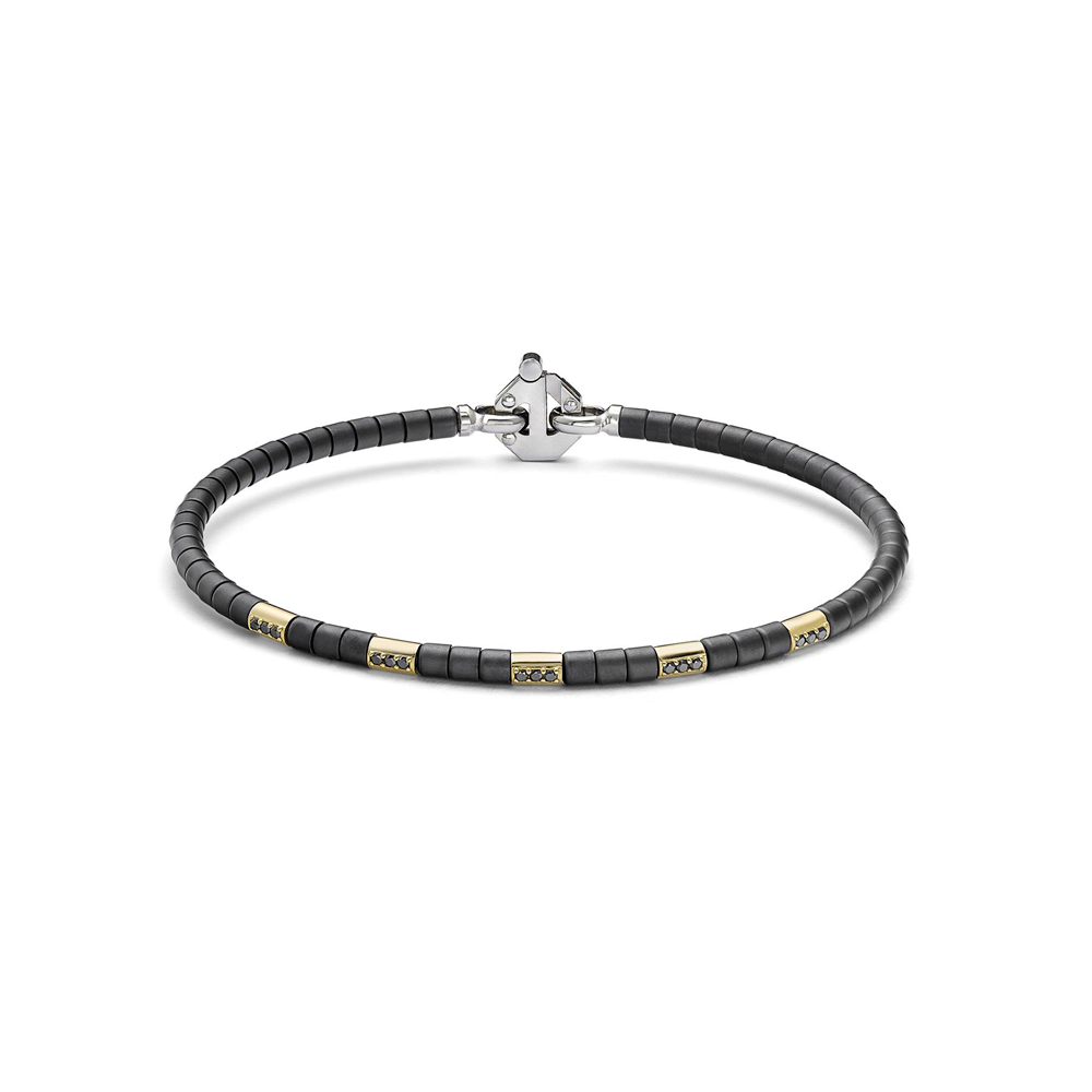 Barakà - Bracciale in titanio, acciaio, ceramica e oro giallo | 19cm