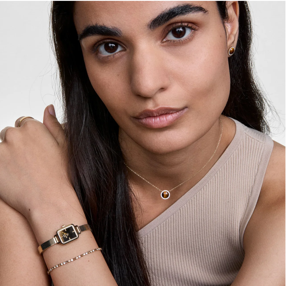 Daniel Wellington - Orologio solo tempo al quarzo Quadro Mini Reflection Gold | 15,4x18,2 mm