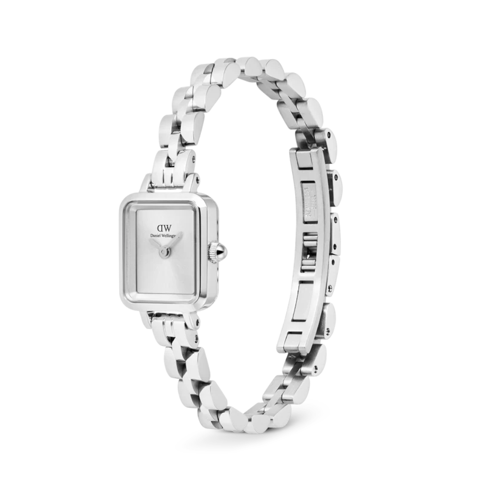 Daniel Wellington - Orologio solo tempo al quarzo Quadro Mini Arch 3-link White Sunray Silver | 15,4x18,2mm