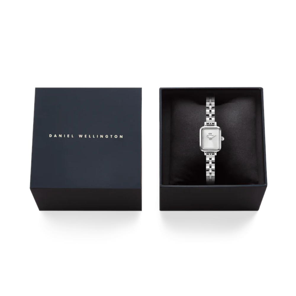 Daniel Wellington - Orologio solo tempo al quarzo Quadro Mini Arch 3-link White Sunray Silver | 15,4x18,2mm