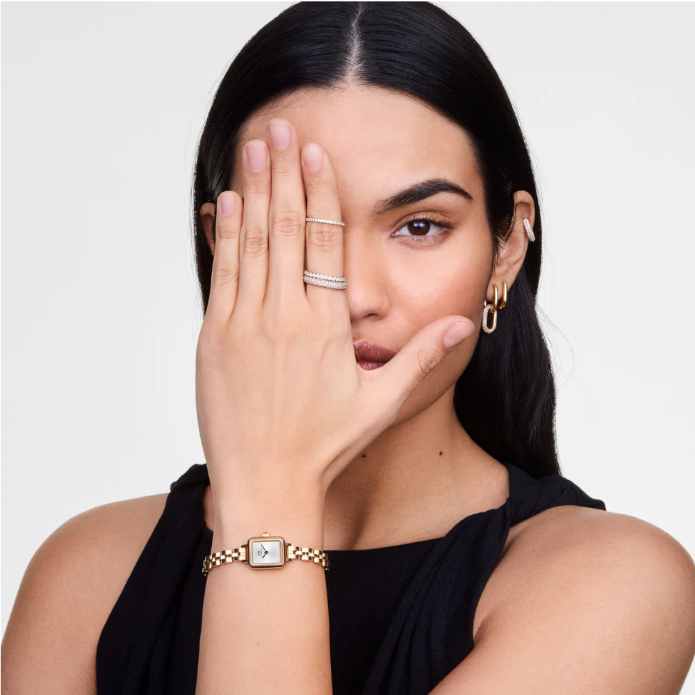 Daniel Wellington - Orologio solo tempo al quarzo Quadro Mini Arch 3-link White Sunray Gold | 15,4x18,2mm