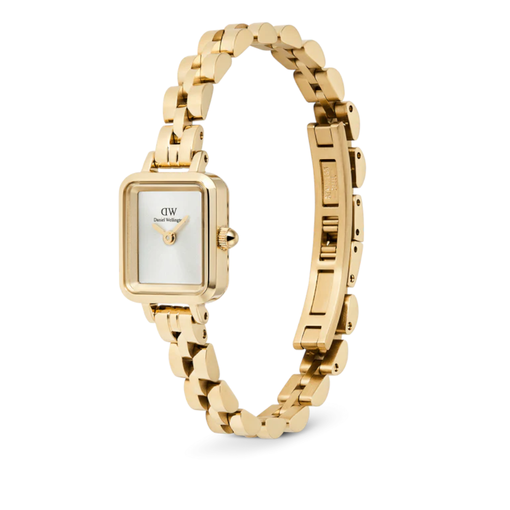 Daniel Wellington - Orologio solo tempo al quarzo Quadro Mini Arch 3-link White Sunray Gold | 15,4x18,2mm