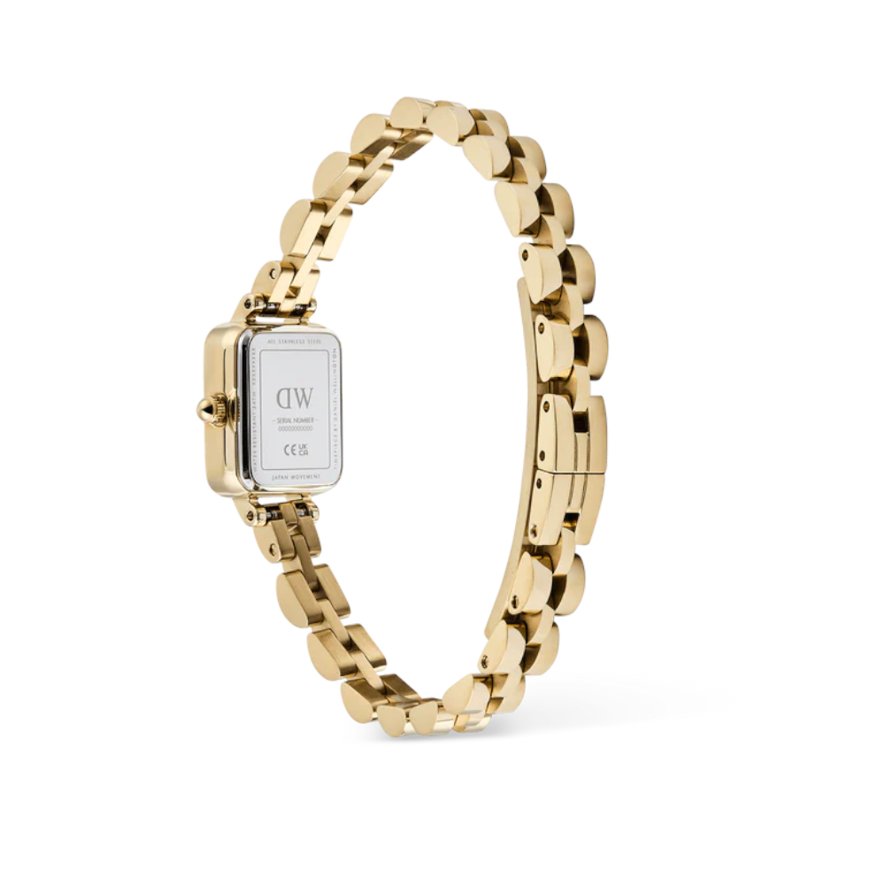 Daniel Wellington - Orologio solo tempo al quarzo Quadro Mini Arch 3-link White Sunray Gold | 15,4x18,2mm