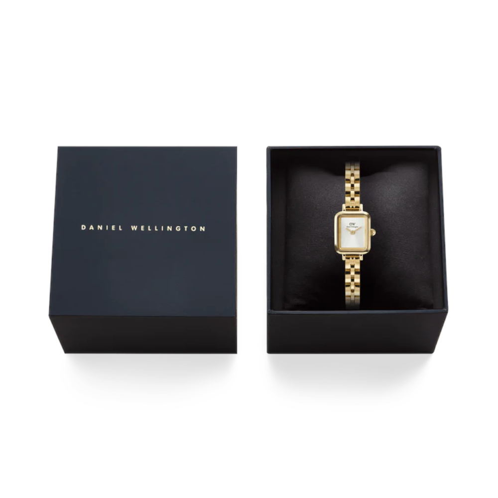 Daniel Wellington - Orologio solo tempo al quarzo Quadro Mini Arch 3-link White Sunray Gold | 15,4x18,2mm