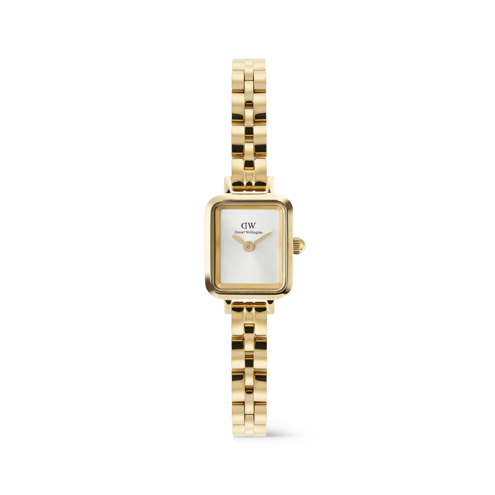 Daniel Wellington - Orologio solo tempo al quarzo Quadro Mini Arch 3-link White Sunray Gold | 15,4x18,2mm