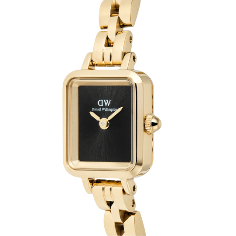 Daniel Wellington - Orologio solo tempo al quarzo Quadro Mini Arch 3-link Onyx Sunray Gold | 15,4x18,2mm