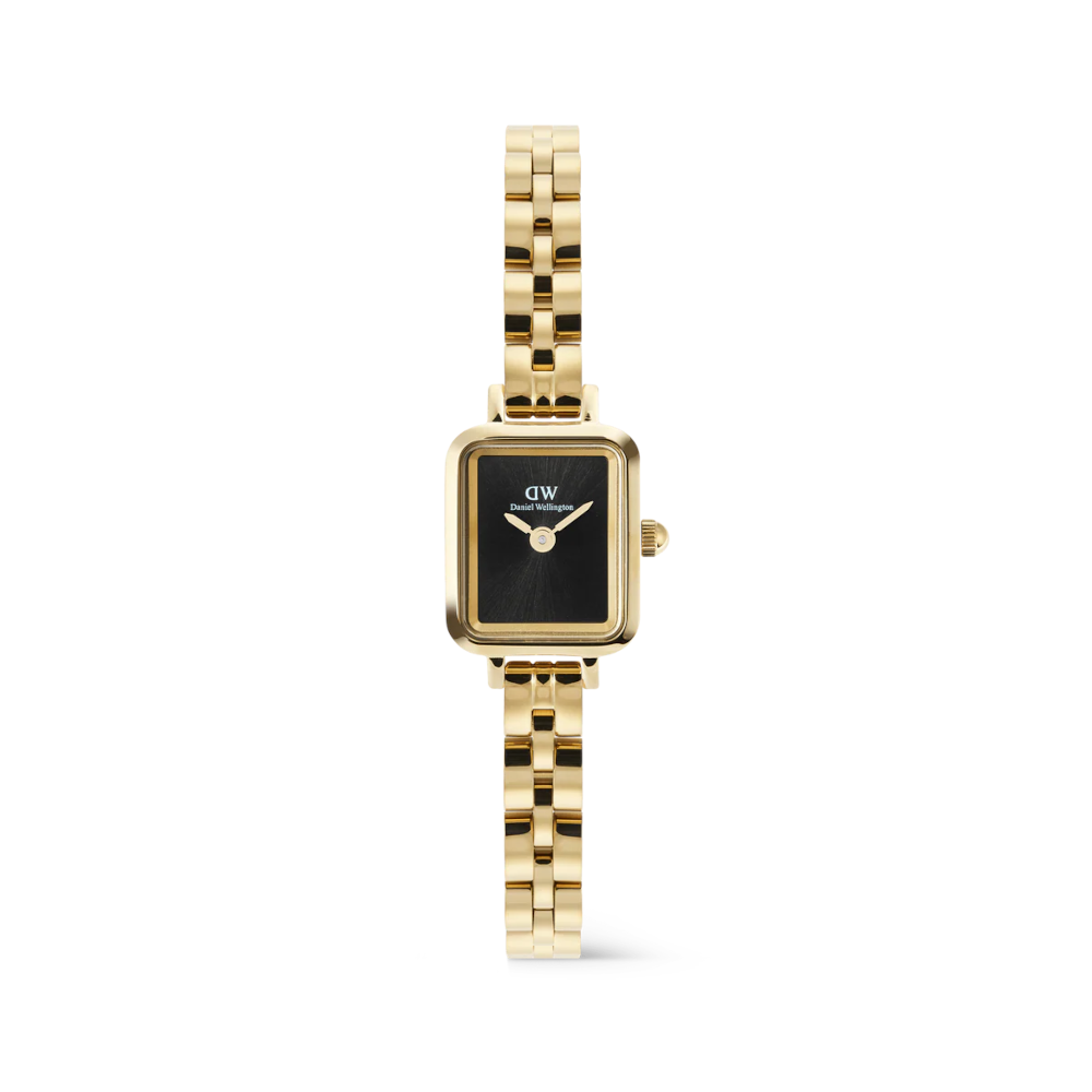 Daniel Wellington - Orologio solo tempo al quarzo Quadro Mini Arch 3-link Onyx Sunray Gold | 15,4x18,2mm