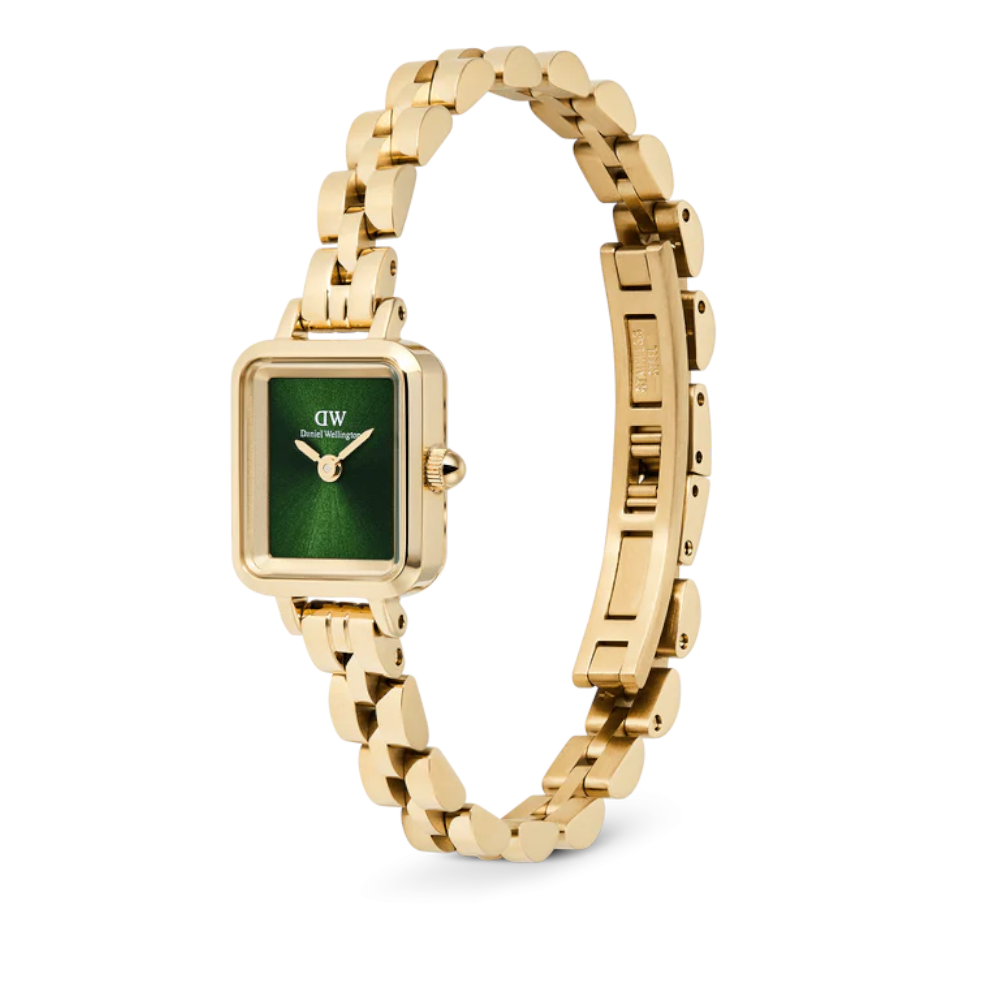 Daniel Wellington - Orologio solo tempo al quarzo Quadro Mini Arch 3-link Emerald Sunray Gold | 15,4x18,2mm