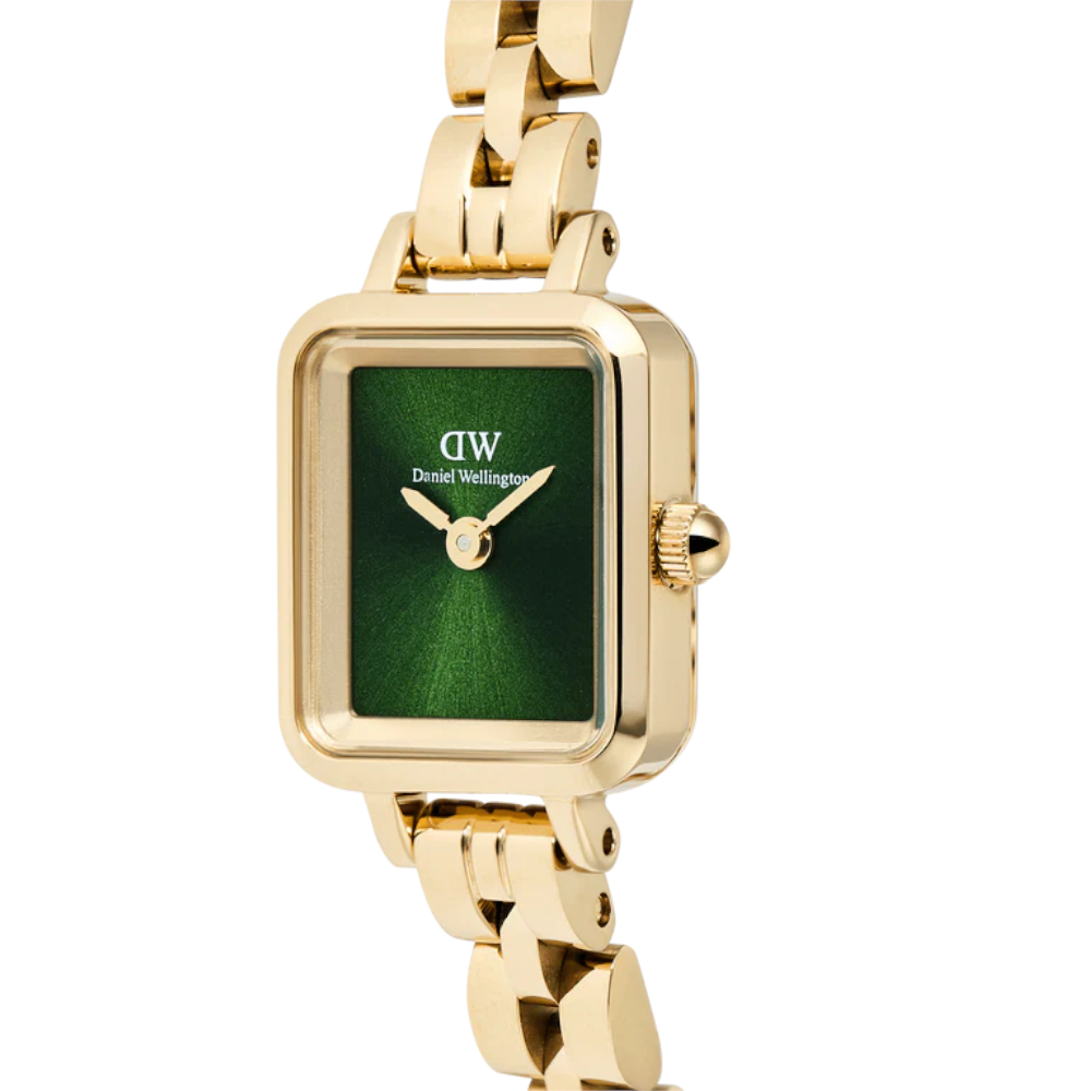 Daniel Wellington - Orologio solo tempo al quarzo Quadro Mini Arch 3-link Emerald Sunray Gold | 15,4x18,2mm