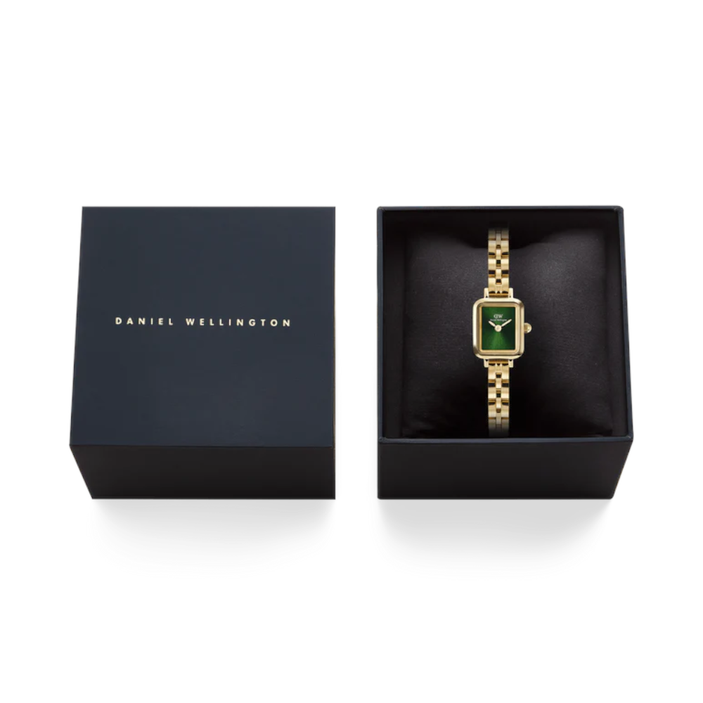 Daniel Wellington - Orologio solo tempo al quarzo Quadro Mini Arch 3-link Emerald Sunray Gold | 15,4x18,2mm