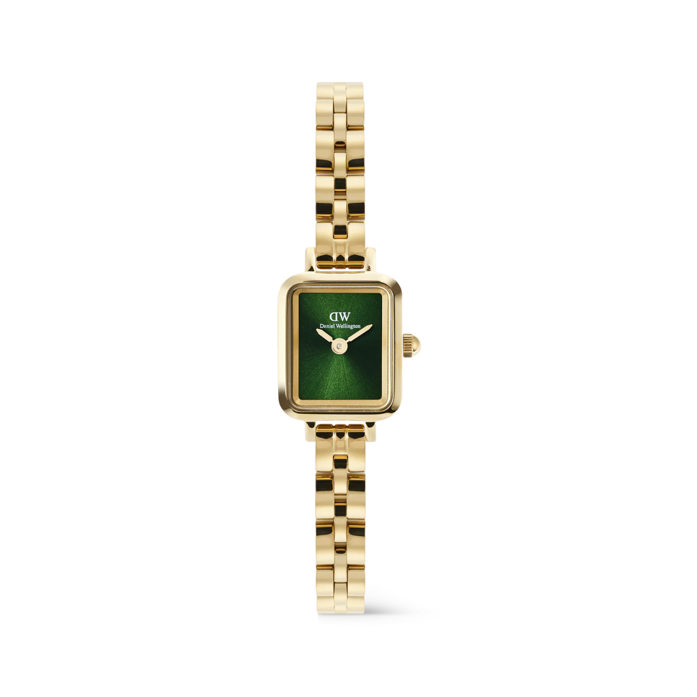 Daniel Wellington - Orologio solo tempo al quarzo Quadro Mini Arch 3-link Emerald Sunray Gold | 15,4x18,2mm