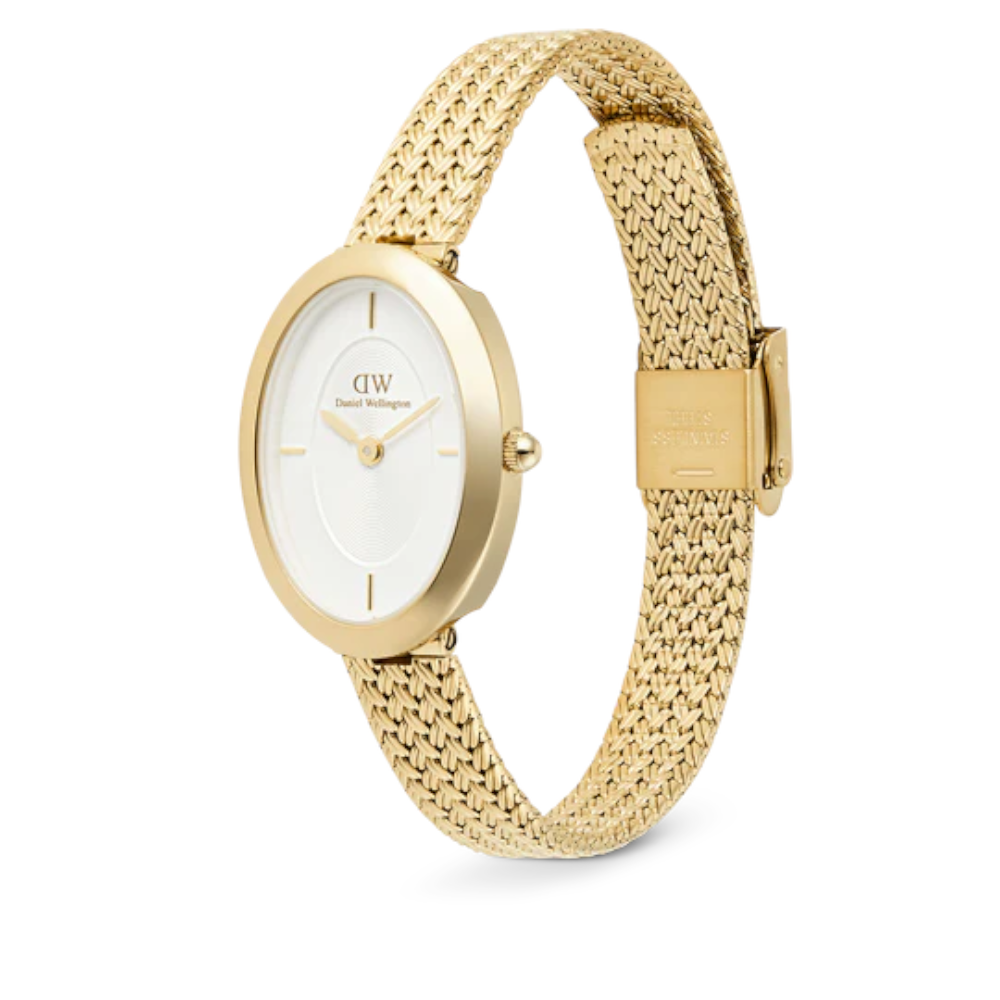 Daniel Wellington - Orologio solo tempo al quarzo Juliette Braided Mesh White Sunray Gold | 20x26mm