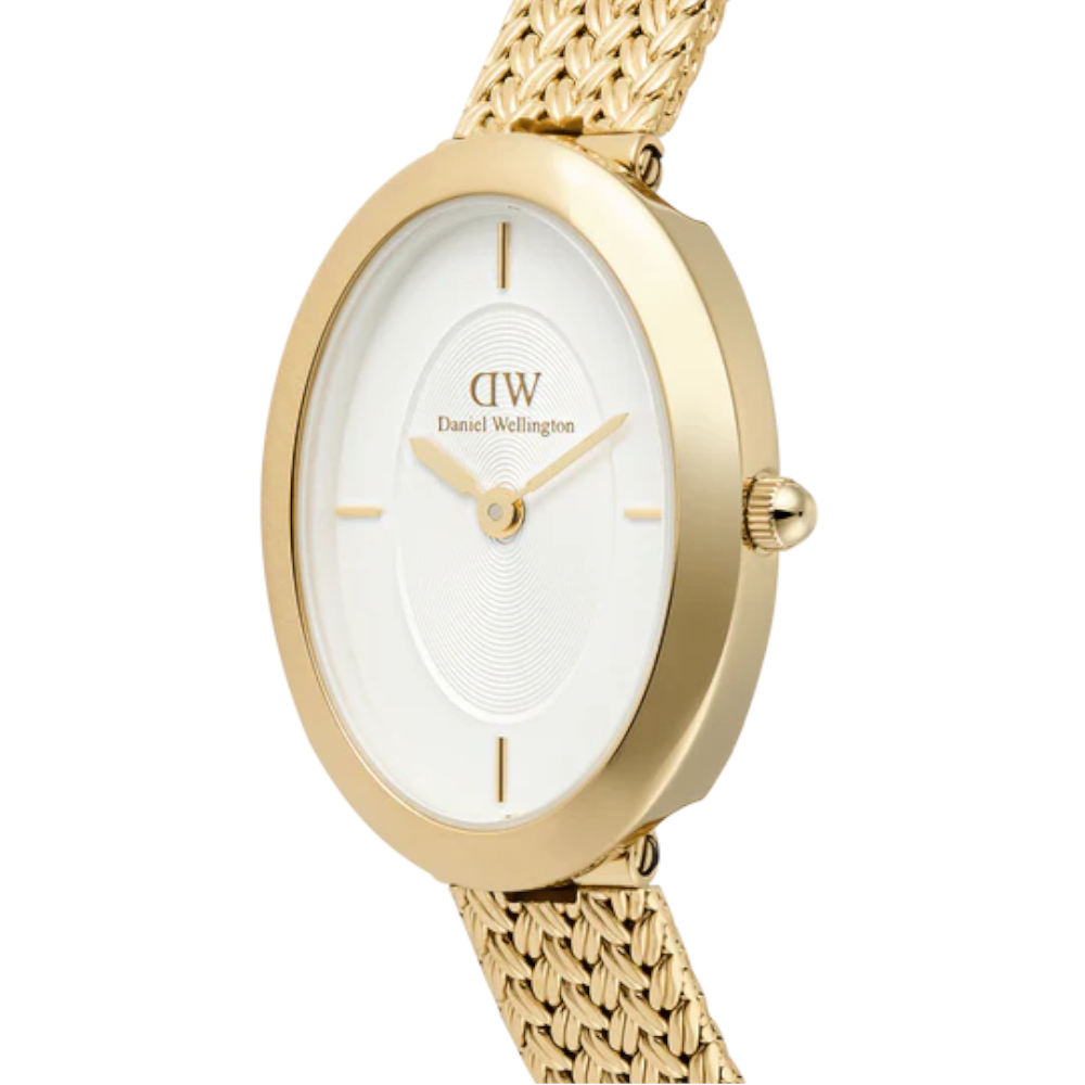 Daniel Wellington - Orologio solo tempo al quarzo Juliette Braided Mesh White Sunray Gold | 20x26mm