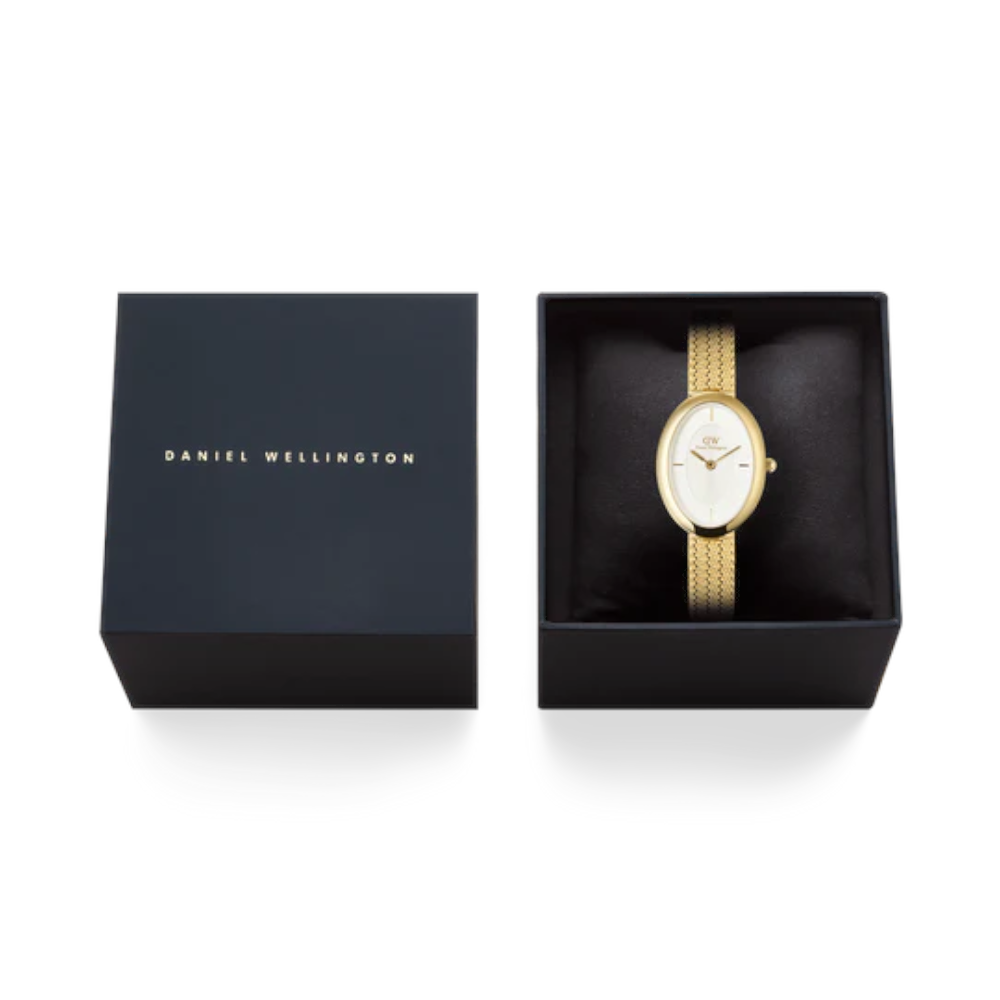Daniel Wellington - Orologio solo tempo al quarzo Juliette Braided Mesh White Sunray Gold | 20x26mm