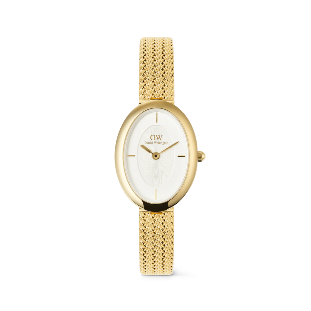 Daniel Wellington - Orologio solo tempo al quarzo Juliette Braided Mesh White Sunray Gold | 20x26mm