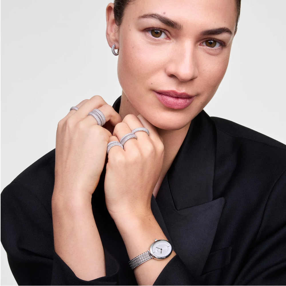 Daniel Wellington - Orologio solo tempo al quarzo Juliette Braided Mesh White Sunray Silver | 20x26mm