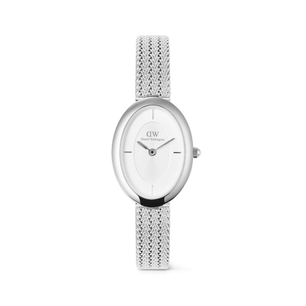 Daniel Wellington - Orologio solo tempo al quarzo Juliette Braided Mesh White Sunray Silver | 20x26mm
