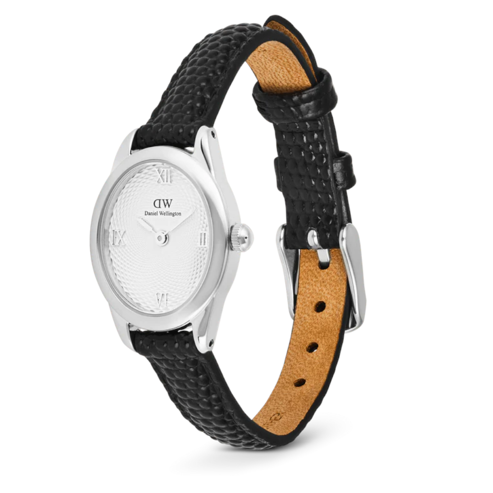 Daniel Wellington - Orologio solo tempo al quarzo Ophelia Mini Black Lizard White Guilloché Silver | 22x22,5mm