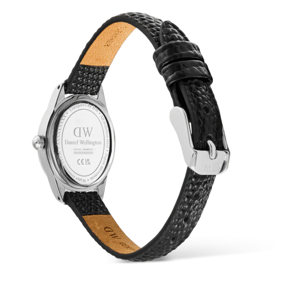 Daniel Wellington - Orologio solo tempo al quarzo Ophelia Mini Black Lizard White Guilloché Silver | 22x22,5mm