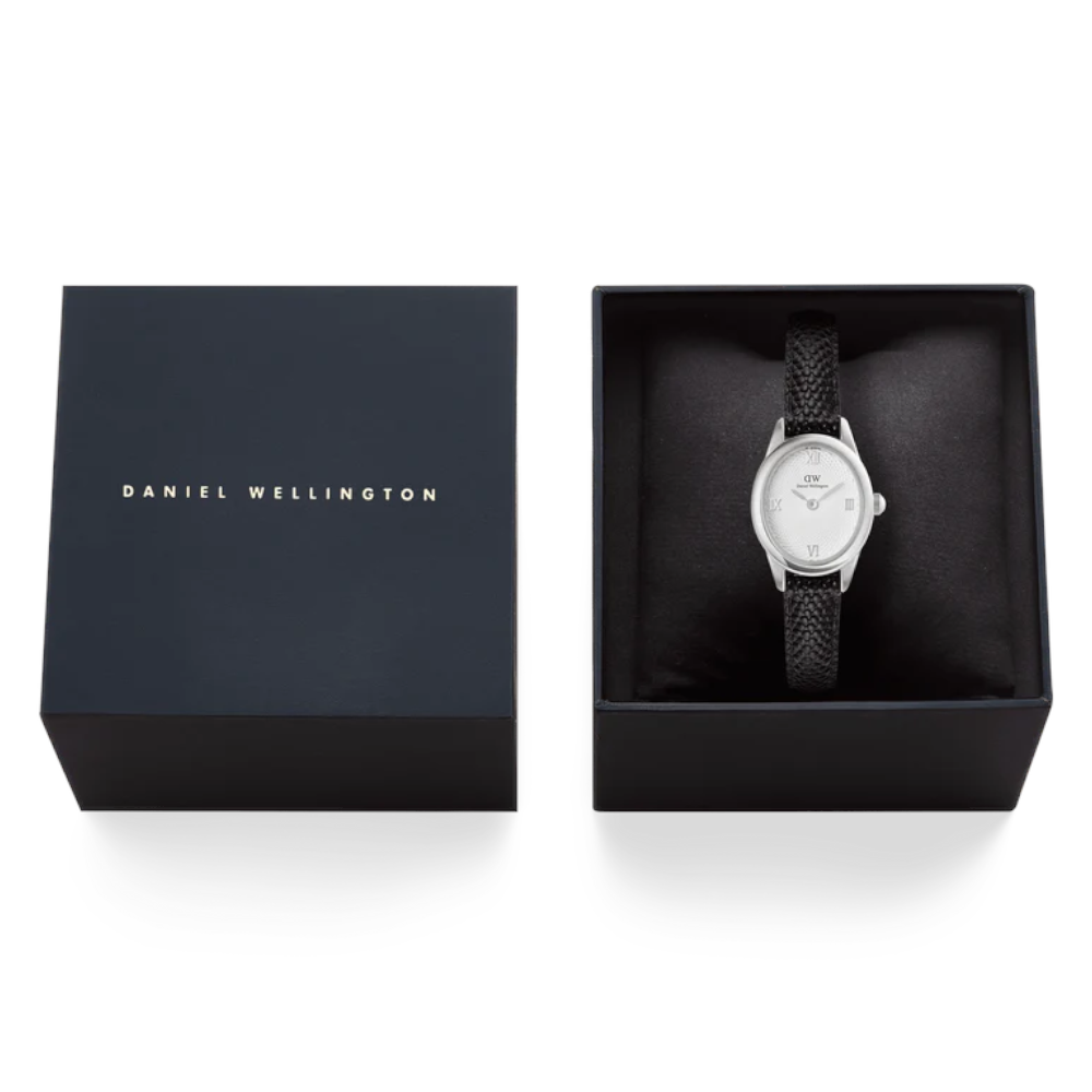 Daniel Wellington - Orologio solo tempo al quarzo Ophelia Mini Black Lizard White Guilloché Silver | 22x22,5mm