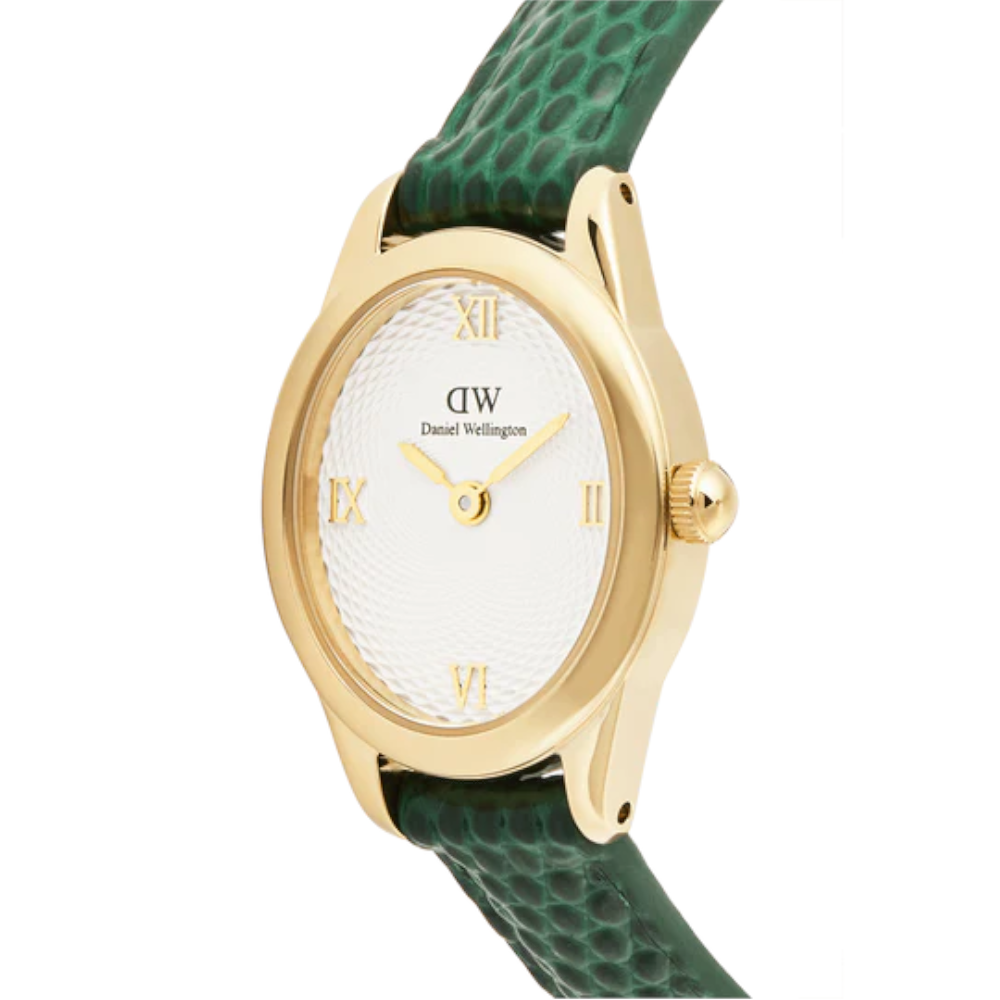 Daniel Wellington - Orologio solo tempo al quarzo Ophelia Mini Green Lizard White Guilloché Gold | 22x22,5mm