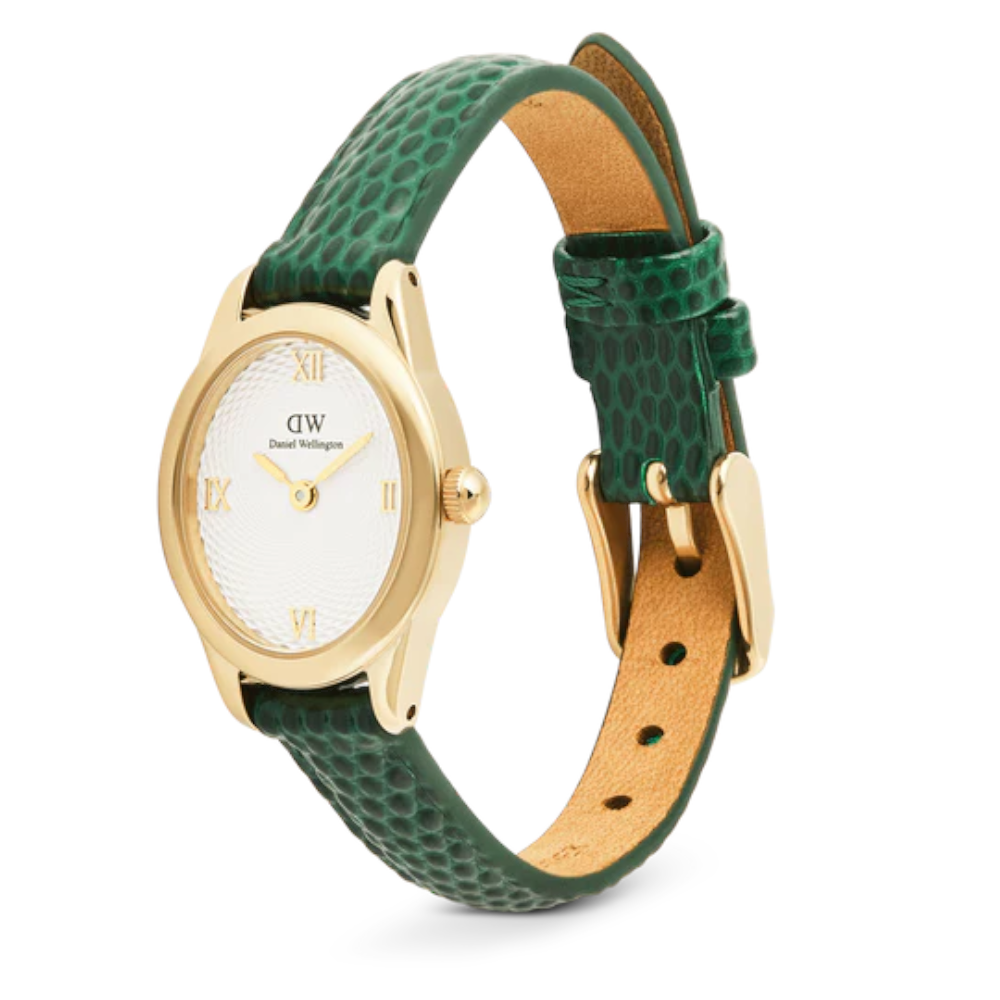 Daniel Wellington - Orologio solo tempo al quarzo Ophelia Mini Green Lizard White Guilloché Gold | 22x22,5mm