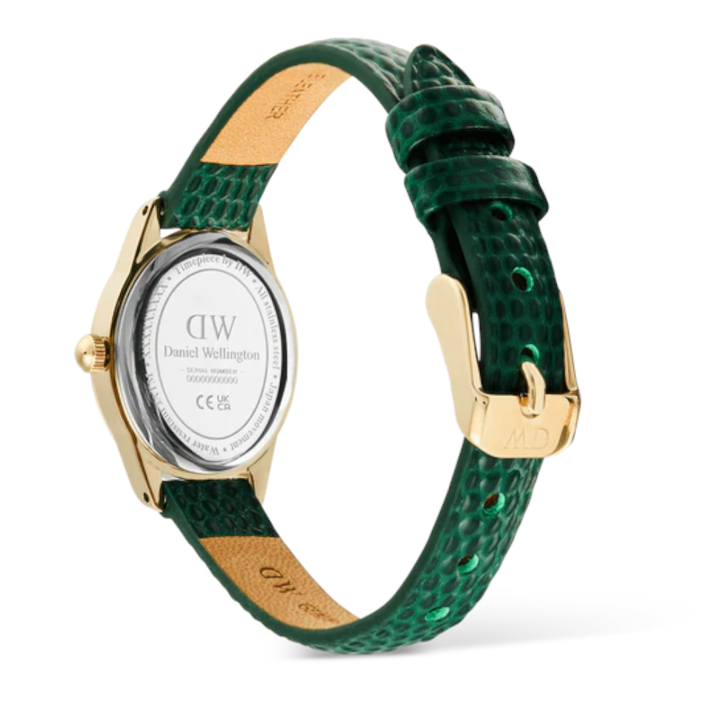 Daniel Wellington - Orologio solo tempo al quarzo Ophelia Mini Green Lizard White Guilloché Gold | 22x22,5mm